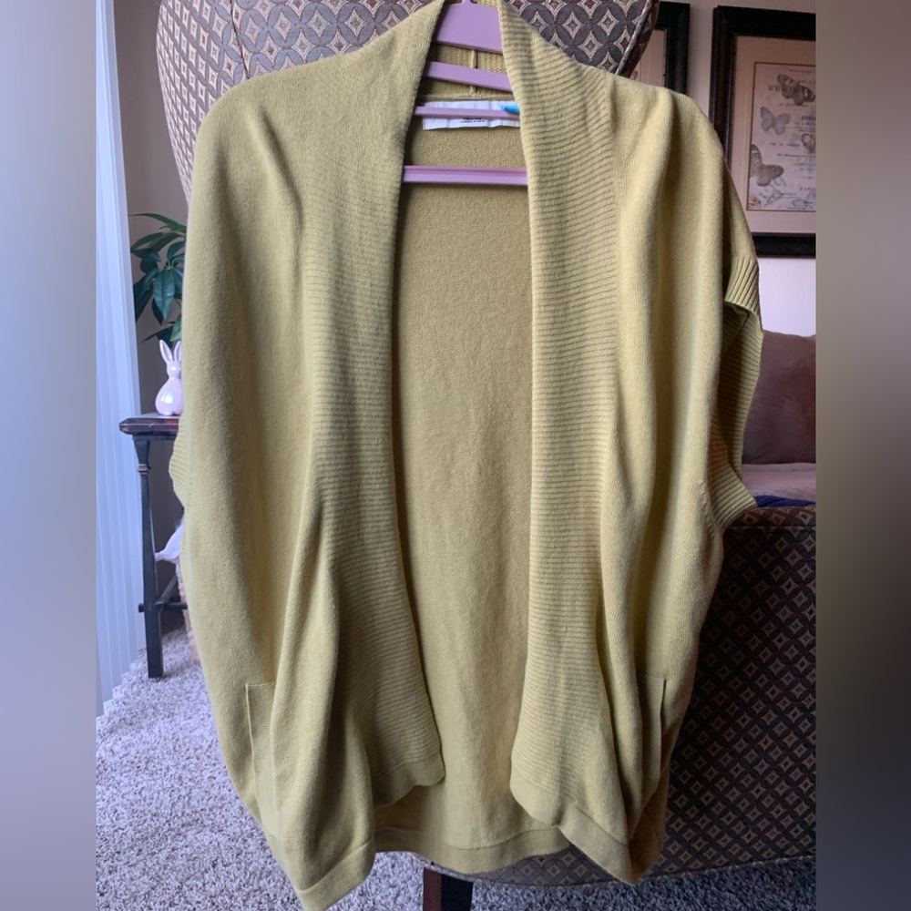 Sparrow Anthropologie Chartreuse Cocoon Cardigan  Yellow Size S Side Pickets